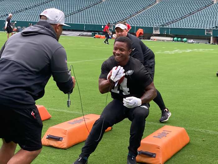 Eagles rookie RB Kenny Gainwell at practice on June, 2021